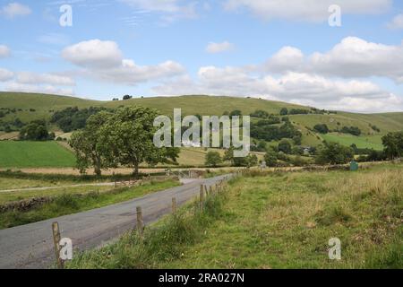 Upper Dovedale nel Parco Nazionale del distretto di Staffordshire Peak, Inghilterra rurale Regno Unito, campagna inglese Foto Stock