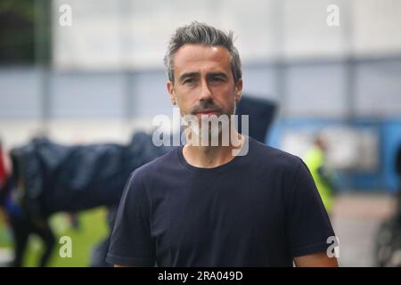 Aviles, Spagna, 30 giugno 2023: L'allenatore spagnolo Jorge Vilda durante l'amichevole tra Spagna e Panama il 30 giugno 2023, allo stadio Roman Suarez Puerta di Aviles, Spagna. Credito: Alberto Brevers / Alamy Live News Foto Stock