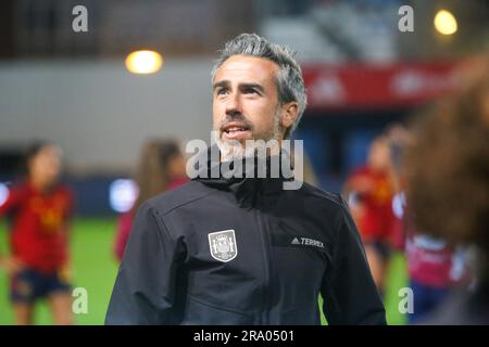 Aviles, Spagna, 30 giugno 2023: L'allenatore spagnolo Jorge Vilda durante l'amichevole tra Spagna e Panama il 30 giugno 2023, allo stadio Roman Suarez Puerta di Aviles, Spagna. Credito: Alberto Brevers / Alamy Live News Foto Stock