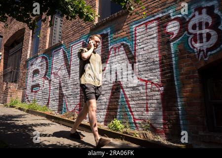 Seattle, Stati Uniti. 23 giu, 2023. Seattle Graffiti centro. Foto Stock