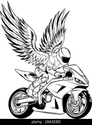 Illustrazione vettoriale in bianco e nero per motociclette Illustrazione Vettoriale