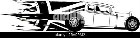 icona auto hot rod. icona stile linea illustrazione vettoriale. Illustrazione Vettoriale