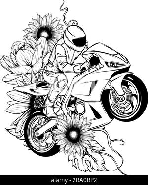 Super motociclista con illustrazione vettoriale dell'icona del profilo. Illustrazione Vettoriale