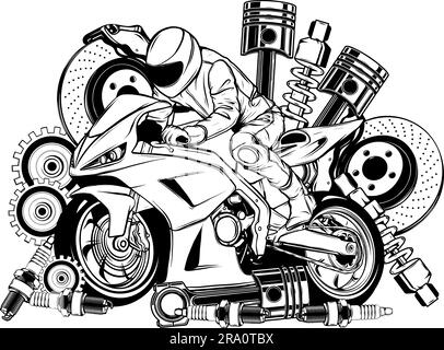 Super motociclista con illustrazione vettoriale dell'icona del profilo. Illustrazione Vettoriale