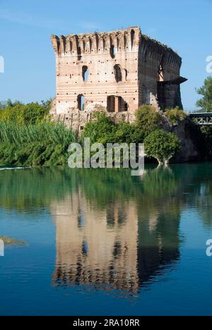 Ponte Visconti, Borghetto, Valeggio sul Mincio, Veneto, Italia, Venezia, Venezia, Veneto Foto Stock