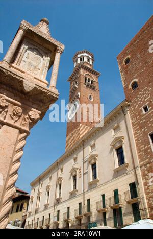 Municipio, Torre dei Lamberti, Verona, Veneto, Italia, Venezia, Veneto Foto Stock