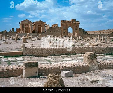 Le rovine romane, Capitol, Sbeitla, Tunisia Foto Stock