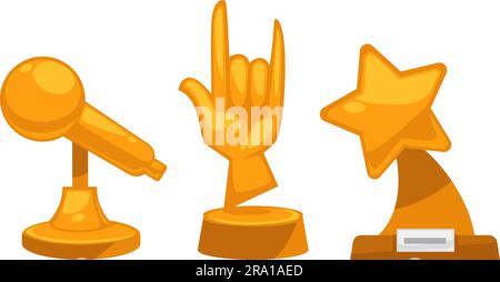 Premi d'oro per musicisti e pop star Vector Illustrazione Vettoriale