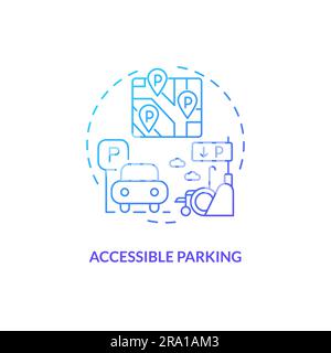 Icona blu del concetto di pendenza del parcheggio accessibile Illustrazione Vettoriale