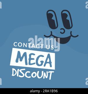 Contattateci per ottenere un mega sconto, vettore banner promozionale Illustrazione Vettoriale