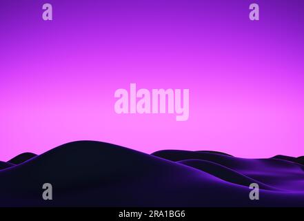 Su uno sfondo sfumato viola chiaro e scuro, c'è uno sfondo astratto, con un panno viola scuro, 3D rappresentazione illustrazione Foto Stock