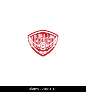 Logo Football Club di colore rosso. Icona della sfera Illustrazione Vettoriale