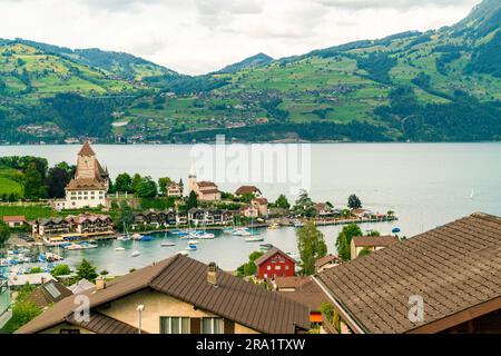 Schloss Seeburg a Iseltwald sul lago Brienzer, Svizzera Foto Stock