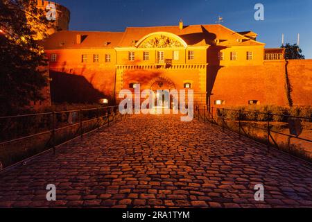 Zitadelle Spandau, cittadella Spandau di notte, Berlino, Germania Foto Stock
