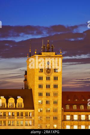 Krochhochhaus, Torre Orologio e meccanismo impressionante, Museo Egizio dell'Università di Lipsia, Germania, Sassonia, Lipsia Foto Stock