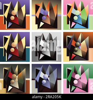 Set di forme astratte geometriche multicolore Illustrazione Vettoriale