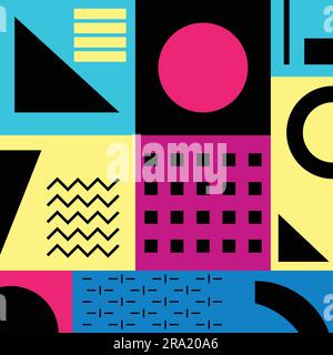 Illustrazione vettoriale astratta colorata in stile artistico di Memphis Illustrazione Vettoriale