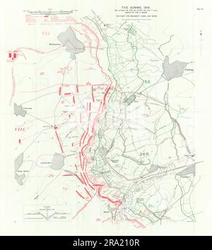 Somme. Attacco VIII corpo, 1 luglio 1916. Beaumont Hamel Serre. Mappa trincee 1932 Foto Stock