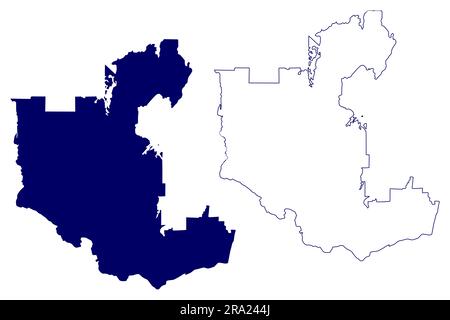 Regione amministrativa di Outaouais (Canada, provincia di Quebec, Nord America) illustrazione vettoriale della mappa, disegnare la mappa di Outaouais Illustrazione Vettoriale