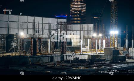 Cantiere di notte Foto Stock