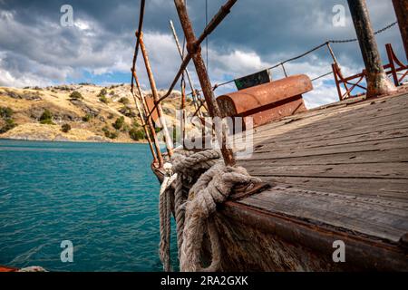 Nave abbandonata in patagonia, Cile. Foto Stock