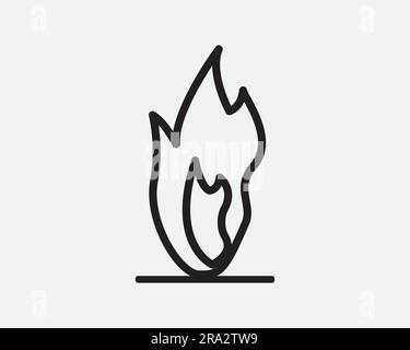 Icona della linea del fuoco fuoco fuoco calore caldo passione Romance Burn Burning Light Blaze Line Outline Shape Black White Graphic Clipart artwork Symbol Sign Vector EPS Illustrazione Vettoriale