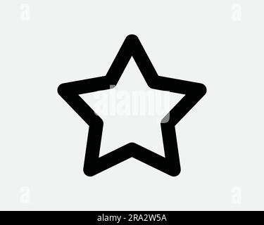 Icona Star Line (linea stella). Five Point Favorite Favorite rating Rate Christmas Bookmark Black White Graphic Clipart ArtWork Outline Shape Symbol Sign Vector EPS Illustrazione Vettoriale