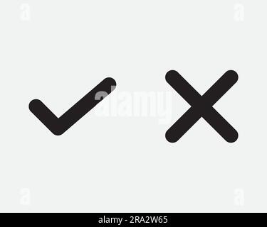 Icona Right and Wrong Sì No Right Wrong positive negative Tick Cross x Vote Choice Approve Black White Graphic Clipart ArtWork Symbol Sign Vector EPS Illustrazione Vettoriale