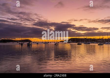 Piccole barche nel Magenta Port Sud, baia, Noumea, Nuova Caledonia Foto Stock