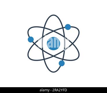 Simbolo Atom isolato. Grafica per Science Designs. Illustrazione Vettoriale