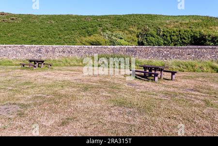 Dintorni di Dunraven Castle, Southerndown, Glamorgan Heritage Coast, vale of Glamorgan, South Wales, Regno Unito. 25 luglio 2023 Foto Stock