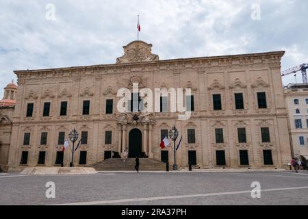 La Valletta, Malta, 30 aprile 2023. Auberge de Castille, Ufficio del primo Ministro Foto Stock
