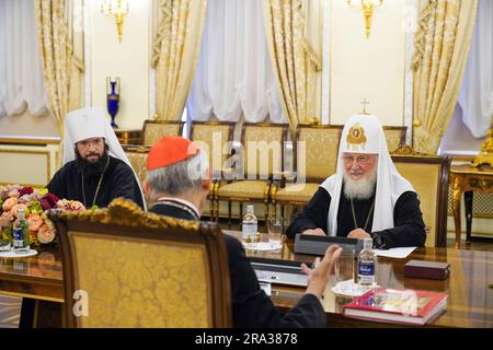 Vaticano, Vaticano. 29 giugno 2023. Mosca, Russia, 2023/6/29.sua Santità il Patriarca Kirill incontra le S.E. Matteo Zuppi presidente della Conferenza Episcopale Cattolica d'Italia a Mosca, Russia. Foto di Sergey Vlasov, servizio stampa della Chiesa ortodossa russa /Stampa cattolica foto LIMITATA ALL'USO EDITORIALE - NIENTE MARKETING - NESSUNA CAMPAGNA PUBBLICITARIA credito: Agenzia fotografica indipendente/Alamy Live News Foto Stock