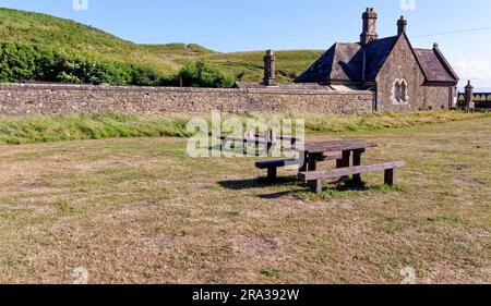 Dintorni di Dunraven Castle, Southerndown, Glamorgan Heritage Coast, vale of Glamorgan, South Wales, Regno Unito. 25 luglio 2023 Foto Stock