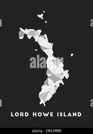 Lord Howe Island - mappa della rete di comunicazione. Design geometrico alla moda di Lord Howe Island su sfondo scuro. Illustrazione Vettoriale