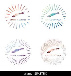 Piccola scoppio solare a bassa poli Cayman. Logo dell'isola in stile poligonale geometrico. Illustrazione vettoriale. Illustrazione Vettoriale