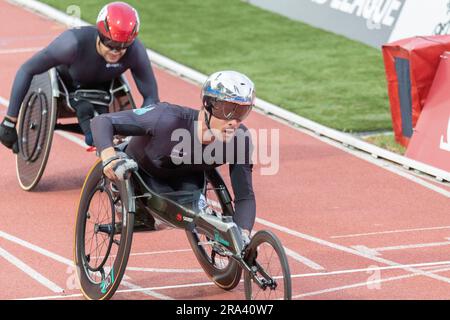 Losanna, Svizzera. 6 marzo 2023. Marcel Hug della Svizzera vince 1500M Wheelchair Men durante l'Athletisima Losanna - Diamomd League 2023. Athletisima Losanna - Diamomd League 2023 a Losanna 2023, si è svolto a Losanna, capitale olimpica il 30 giugno 2023. (Foto di: Eric Dubost/Sipa USA) credito: SIPA USA/Alamy Live News Foto Stock