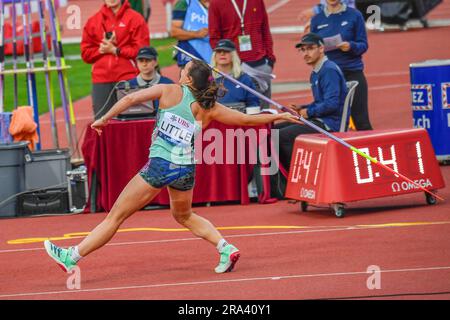 Losanna, Svizzera. 6 marzo 2023. Mackenzie LITTLE of Australia (Javelin Women) è in azione durante l'Athletisima Losanna - Diamomd League 2023. Athletisima Losanna - Diamomd League 2023 a Losanna 2023, si è svolto a Losanna, capitale olimpica il 30 giugno 2023. (Foto di: Eric Dubost/Sipa USA) credito: SIPA USA/Alamy Live News Foto Stock