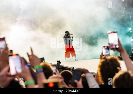 Kendrick Lamar durante una performance al festival hip-hop internazionale Rolling Loud a Rotterdam Ahoy. A Rotterdam, Paesi Bassi, 30 giugno 2023. ANP JESSE WENSING netherlands Out - belgium Out Foto Stock