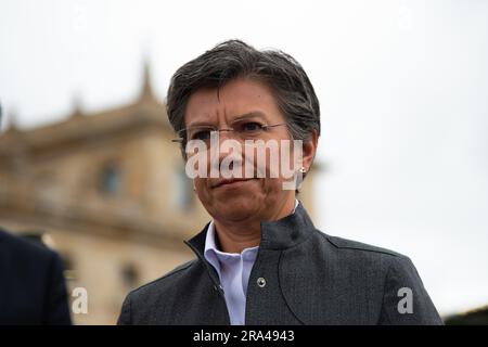 Bogotà, Colombia. 30 giugno 2023. Il sindaco di Bogotà Claudia Lopez durante la cerimonia di assunzione del comando del generale di brigata di polizia colombiano Sandra Patricia Hernandez, a Bogotà, Colombia, 30 giugno 2023. Foto di: Chepa Beltran/Long Visual Press Credit: Long Visual Press/Alamy Live News Foto Stock