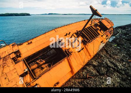 Immagine aerea del naufragio sulla grande Isola Sacra, Terranova, Canada Foto Stock