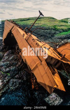 Immagine aerea del naufragio sulla grande Isola Sacra, Terranova, Canada Foto Stock