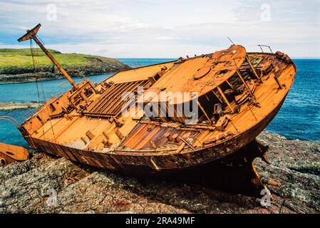 Immagine aerea del naufragio sulla grande Isola Sacra, Terranova, Canada Foto Stock