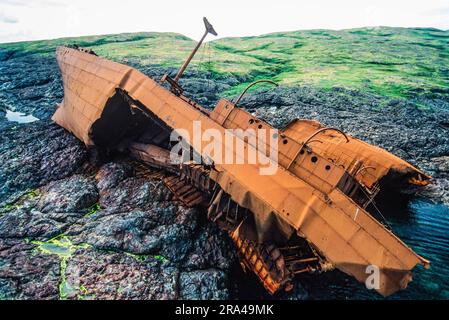 Immagine aerea del naufragio sulla grande Isola Sacra, Terranova, Canada Foto Stock