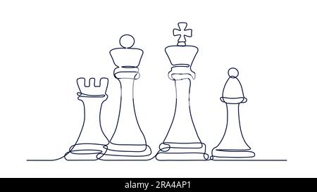 Concetto linea pezzi scacchi Illustrazione Vettoriale