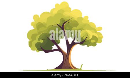 Albero dei cartoni animati verde. Illustrazione vettoriale isolata su sfondo bianco Illustrazione Vettoriale