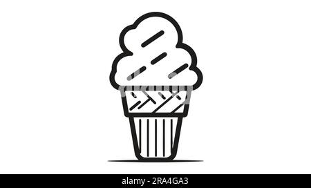 Icona del cono gelato isolata su sfondo bianco Illustrazione Vettoriale