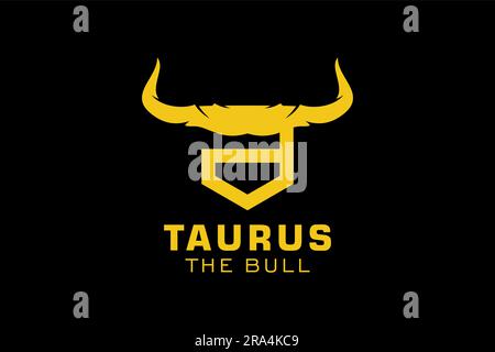 Logo lettera D, logo Bull, logo bull testa, modello di design logo monogramma Illustrazione Vettoriale