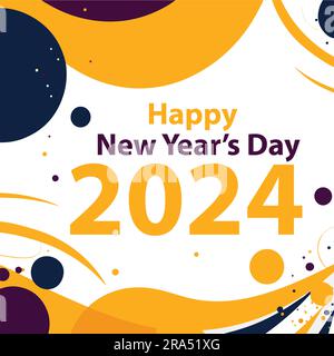 Illustrazione vettoriale del modello del giorno dell'anno 2024 Illustrazione Vettoriale
