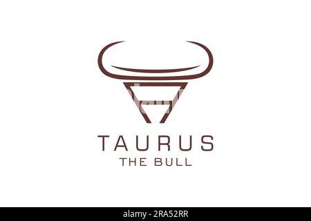 Logo lettera A, logo toro, logo toro testa, modello di design logo monogramma Illustrazione Vettoriale